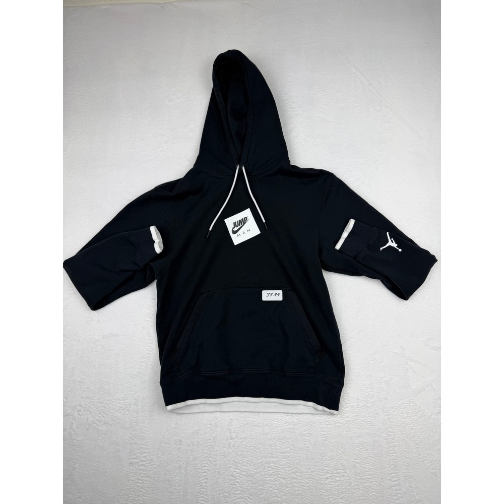 Jordan Jumpman Mens Black Layered Pullover Hoodie Standard Fit Small Sweatshirt